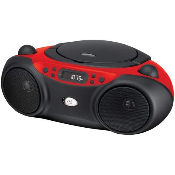 GPX,Portable Top-Loading CD AM\FM Boombox Radio 3.5mm Line for MP3 Red/Black - Picture 2 of 2